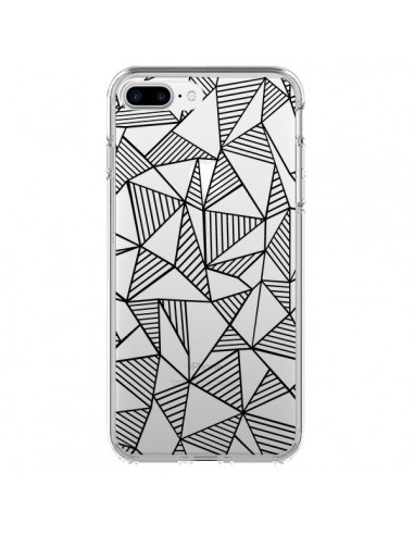 Coque iPhone 7 Plus et 8 Plus Lignes Grilles Triangles Grid Abstract Noir Transparente - Project M