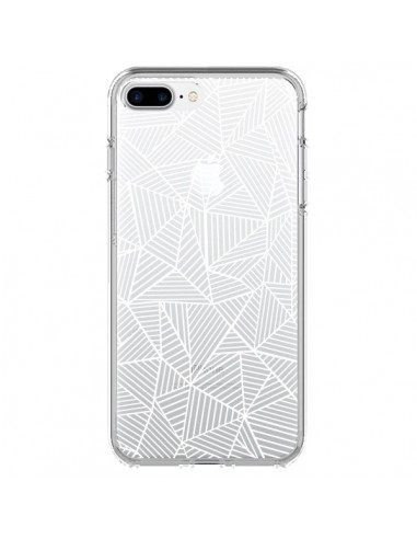 Coque iPhone 7 Plus et 8 Plus Lignes Grilles Triangles Full Grid Abstract Blanc Transparente - Project M