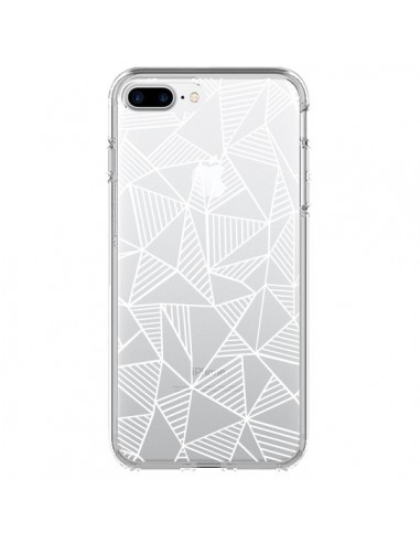 Coque iPhone 7 Plus et 8 Plus Lignes Grilles Triangles Grid Abstract Blanc Transparente - Project M