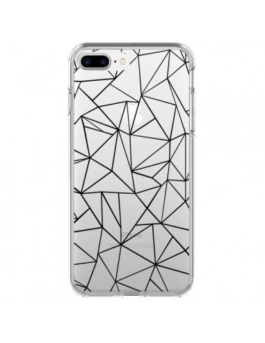 Coque iPhone 7 Plus et 8 Plus Lignes Triangles Grid Abstract Noir Transparente - Project M