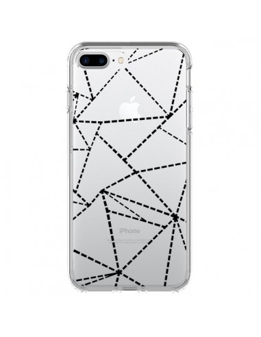 Coque iPhone 7 Plus et 8 Plus Lignes Points Abstract Noir Transparente - Project M