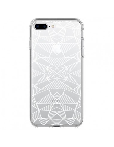 Coque iPhone 7 Plus et 8 Plus Lignes Miroir Grilles Triangles Grid Abstract Blanc Transparente - Project M