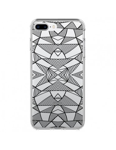 Coque iPhone 7 Plus et 8 Plus Lignes Miroir Grilles Triangles Grid Abstract Noir Transparente - Project M