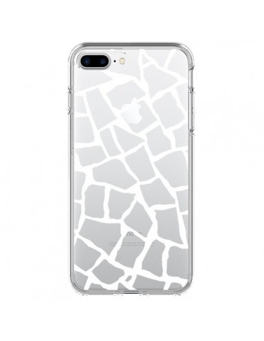 Coque iPhone 7 Plus et 8 Plus Girafe Mosaïque Blanc Transparente - Project M