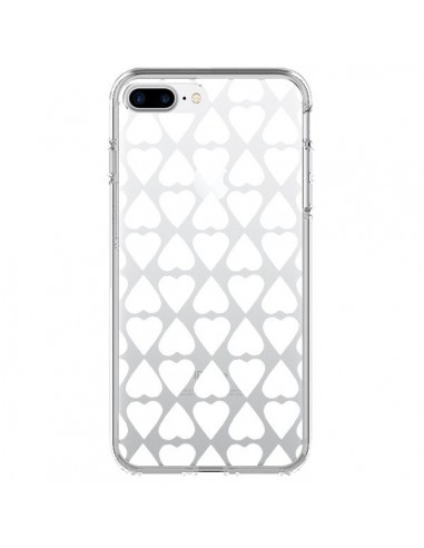 Coque iPhone 7 Plus et 8 Plus Coeurs Heart Blanc Transparente - Project M