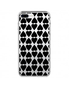 Coque iPhone 7 Plus et 8 Plus Coeurs Heart Noir...