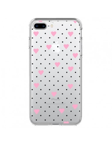 Coque iPhone 7 Plus et 8 Plus Point Coeur Rose Pin Point Heart Transparente - Project M