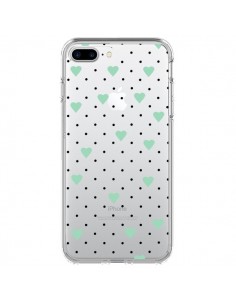 Coque iPhone 7 Plus et 8 Plus Point Coeur Mint Bleu Vert...
