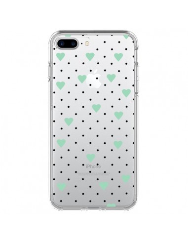 Coque iPhone 7 Plus et 8 Plus Point Coeur Mint Bleu Vert Pin Point Heart Transparente - Project M