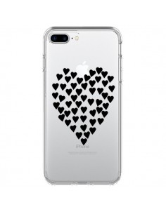 Coque iPhone 7 Plus et 8 Plus Coeurs Heart Love Noir...