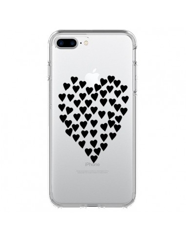 Coque iPhone 7 Plus et 8 Plus Coeurs Heart Love Noir Transparente - Project M