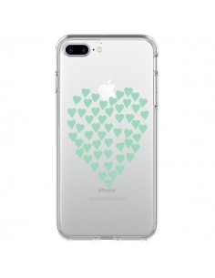 Coque iPhone 7 Plus et 8 Plus Coeurs Heart Love Mint Bleu...