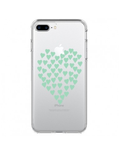 Coque iPhone 7 Plus et 8 Plus Coeurs Heart Love Mint Bleu Vert Transparente - Project M