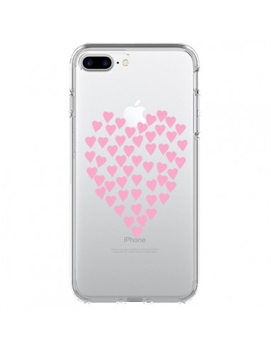 Coque iPhone 7 Plus et 8 Plus Coeurs Heart Love Rose Pink Transparente - Project M