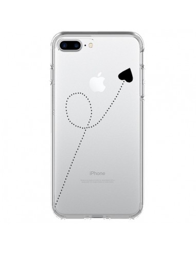 Coque iPhone 7 Plus et 8 Plus Travel to your Heart Noir Voyage Coeur Transparente - Project M