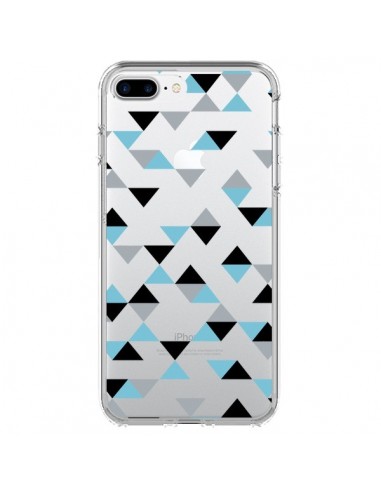 Coque iPhone 7 Plus et 8 Plus Triangles Ice Blue Bleu Noir Transparente - Project M