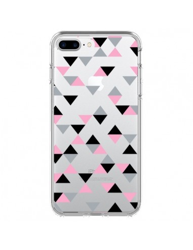 Coque iPhone 7 Plus et 8 Plus Triangles Pink Rose Noir Transparente - Project M