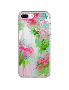 Coque iPhone 7 Plus et 8 Plus Fleur Flower Rose Vert...
