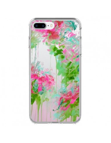Coque iPhone 7 Plus et 8 Plus Fleur Flower Rose Vert Transparente - Ebi Emporium