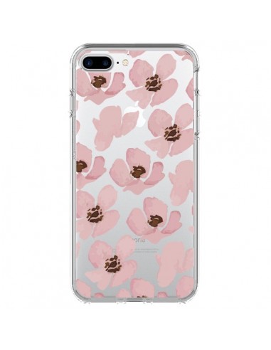 Coque iPhone 7 Plus et 8 Plus Fleurs Roses Flower Transparente - Dricia Do