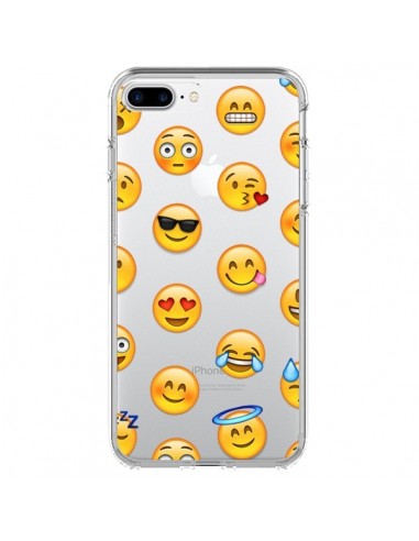 Coque iPhone 7 Plus et 8 Plus Smiley Emoticone Emoji Transparente - Laetitia