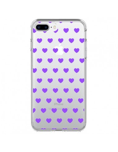 Coque iPhone 7 Plus et 8 Plus Coeur Heart Love Amour Violet Transparente - Laetitia