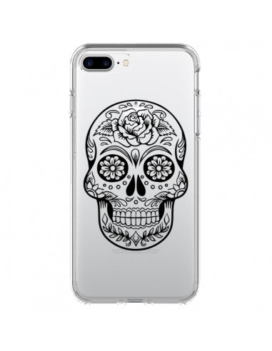Coque iPhone 7 Plus et 8 Plus Tête de Mort Mexicaine Noir Transparente - Laetitia