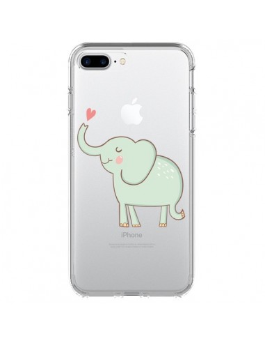 Coque iPhone 7 Plus et 8 Plus Elephant Elefant Animal Coeur Love  Transparente - Petit Griffin