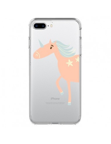 Coque iPhone 7 Plus et 8 Plus Licorne Unicorn Rose Transparente - Petit Griffin