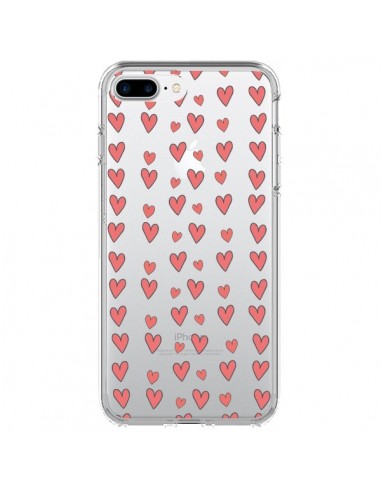 Coque iPhone 7 Plus et 8 Plus Coeurs Heart Love Amour Rouge Transparente - Petit Griffin