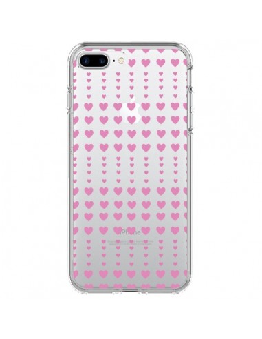 Coque iPhone 7 Plus et 8 Plus Coeurs Heart Love Amour Rose Transparente - Petit Griffin