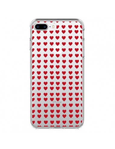 Coque iPhone 7 Plus et 8 Plus Coeurs Heart Love Amour Red Transparente - Petit Griffin
