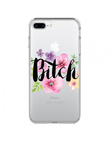 Coque iPhone 7 Plus et 8 Plus Bitch Flower Fleur Transparente - Maryline Cazenave