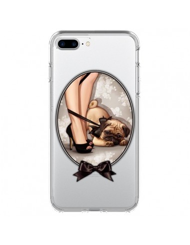 Coque iPhone 7 Plus et 8 Plus Lady Jambes Chien Bulldog Dog Noeud Papillon Transparente - Maryline Cazenave