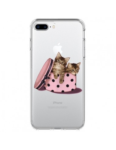 Coque iPhone 7 Plus et 8 Plus Chaton Chat Kitten Boite Pois Transparente - Maryline Cazenave