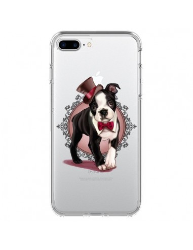 Coque iPhone 7 Plus et 8 Plus Chien Bulldog Dog Gentleman Noeud Papillon Chapeau Transparente - Maryline Cazenave