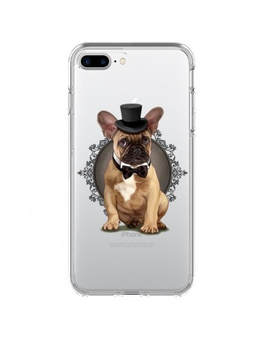 Coque iPhone 7 Plus et 8 Plus Chien Bulldog Noeud Papillon Chapeau Transparente - Maryline Cazenave