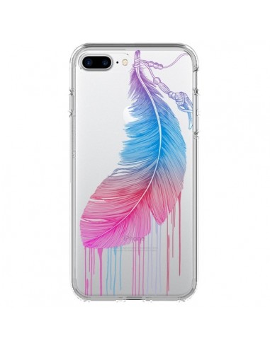 Coque iPhone 7 Plus et 8 Plus Plume Feather Arc en Ciel Transparente - Rachel Caldwell