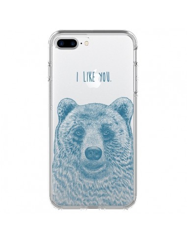 Coque iPhone 7 Plus et 8 Plus I Love You Bear Ours Ourson Transparente - Rachel Caldwell