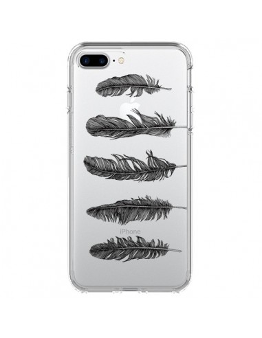 Coque iPhone 7 Plus et 8 Plus Plume Feather Noir Transparente - Rachel Caldwell