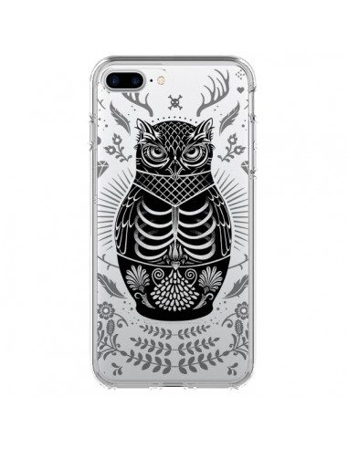 Coque iPhone 7 Plus et 8 Plus Owl Chouette Hibou Squelette Transparente - Rachel Caldwell