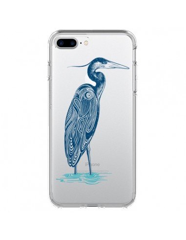 Coque iPhone 7 Plus et 8 Plus Heron Blue Oiseau Transparente - Rachel Caldwell