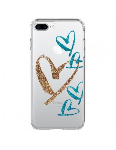 Coque iPhone 7 Plus et 8 Plus Coeurs Heart Love Amour Transparente - Sylvia Cook