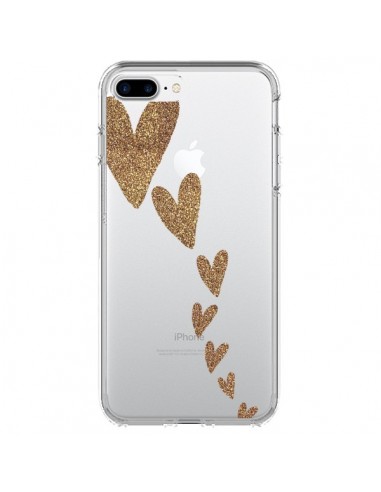 Coque iPhone 7 Plus et 8 Plus Coeur Falling Gold Hearts Transparente - Sylvia Cook