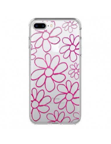 Coque iPhone 7 Plus et 8 Plus Flower Garden Pink Fleur Transparente - Sylvia Cook