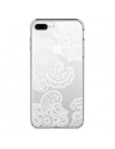 Coque iPhone 7 Plus et 8 Plus Lacey Paisley Mandala Blanc Fleur Transparente - Sylvia Cook