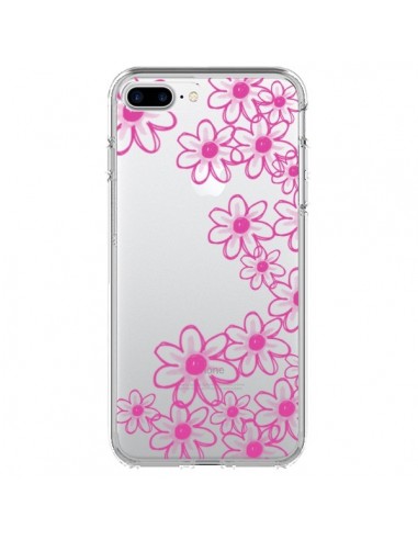 Coque iPhone 7 Plus et 8 Plus Pink Flowers Fleurs Roses Transparente - Sylvia Cook