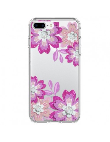 Coque iPhone 7 Plus et 8 Plus Winter Flower Rose, Fleurs d'Hiver Transparente - Sylvia Cook