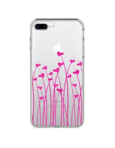 Coque iPhone 7 Plus et 8 Plus Love in Pink Amour Rose Fleur Transparente - Sylvia Cook