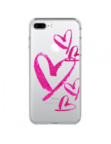 Coque iPhone 7 Plus et 8 Plus Pink Heart Coeur Rose Transparente - Sylvia Cook